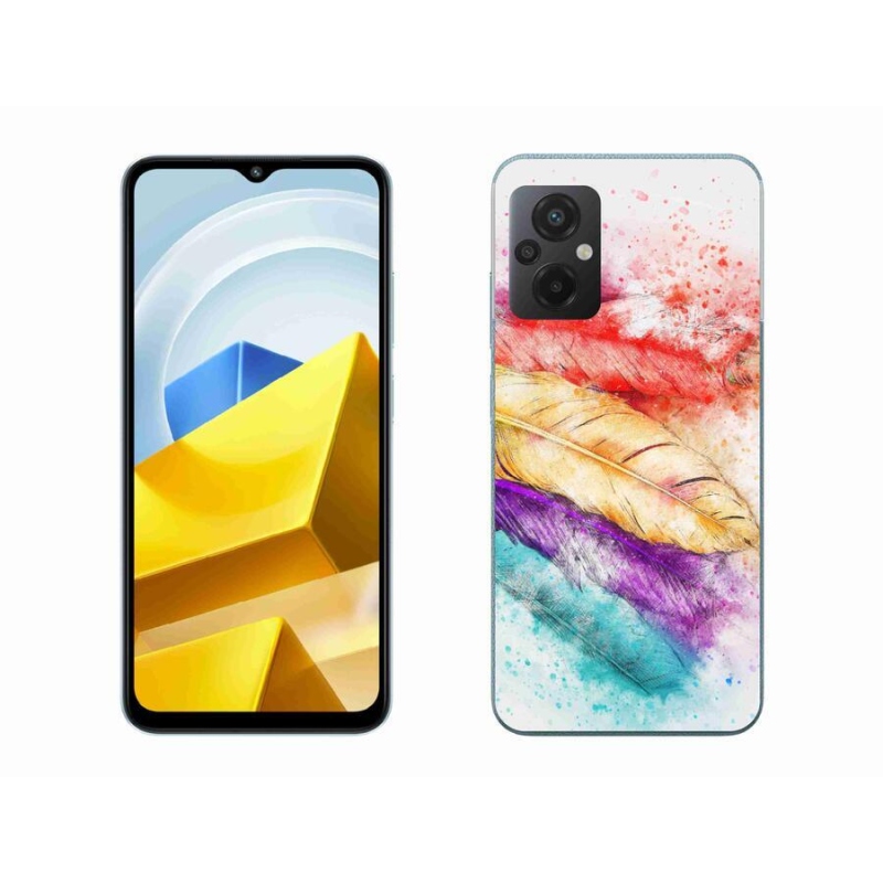 Gél borítás mmCase a Xiaomi Poco M5 4G-hez - színes tollakkal