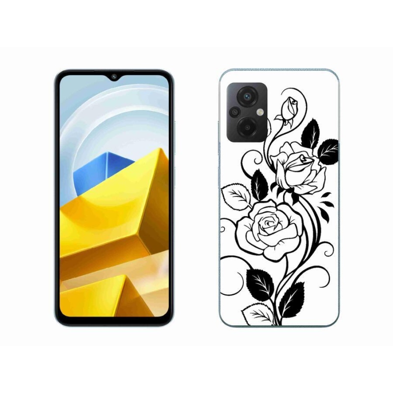 Gél borítás mmCase a Xiaomi Poco M5 4G-hez - fekete és fehér rózsa