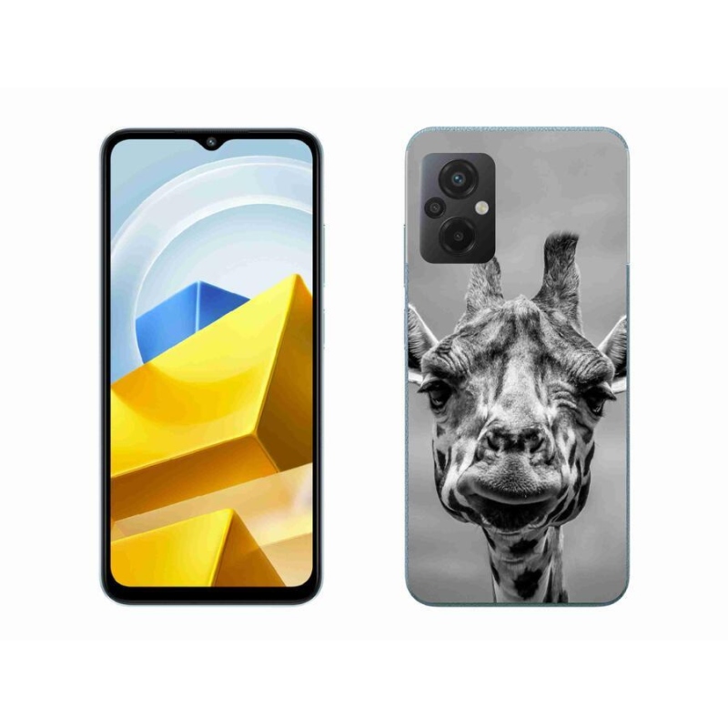 Gél borítás mmCase a Xiaomi Poco M5 4G-hez - fekete-fehér zsiráf
