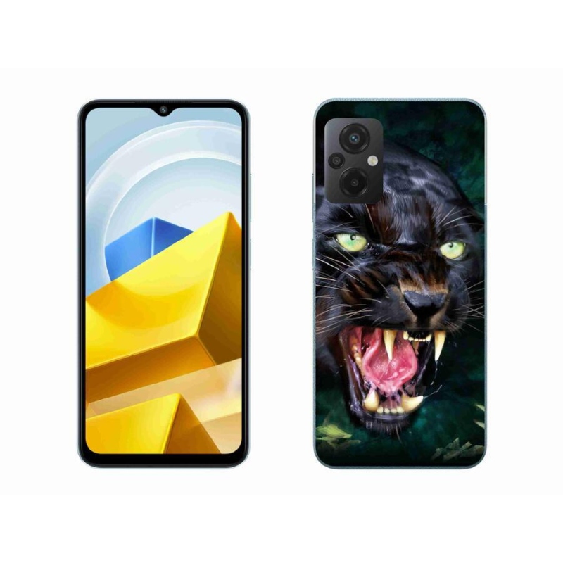 Gél borítás mmCase a Xiaomi Poco M5 4G-hez - dühös fekete párduc