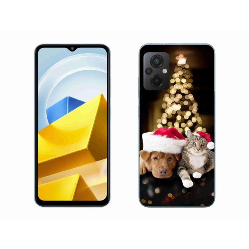 Gél borítás mmCase a Xiaomi Poco M5 4G-hez - Karácsonyi kutya és macska