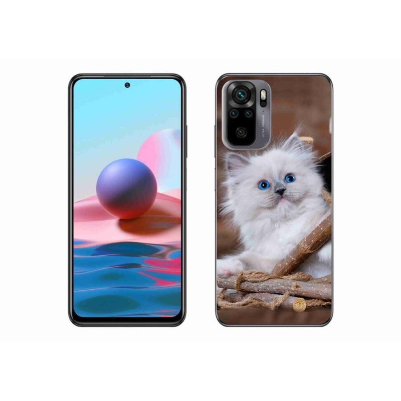 Gél borító mmCase a Xiaomi Poco M5s készülékhez - fehér cica