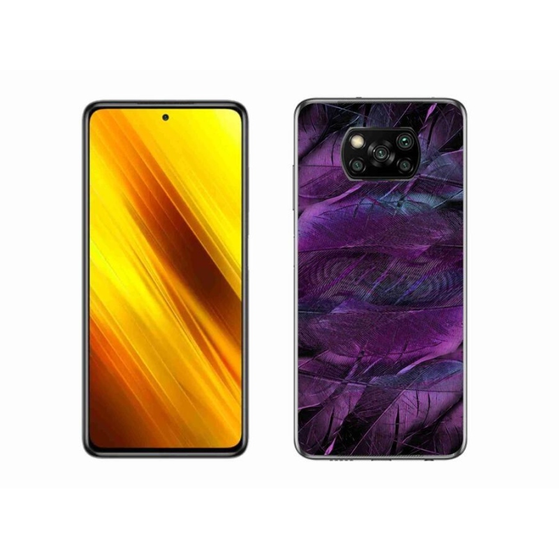 Gél borítás mmCase a Xiaomi Poco X3-hoz - lila tollak