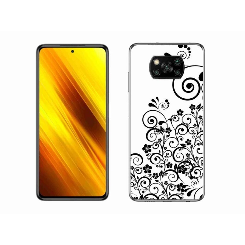Gél borítás mmCase a Xiaomi Poco X3 Pro készülékhez - fekete és fehér virágminták