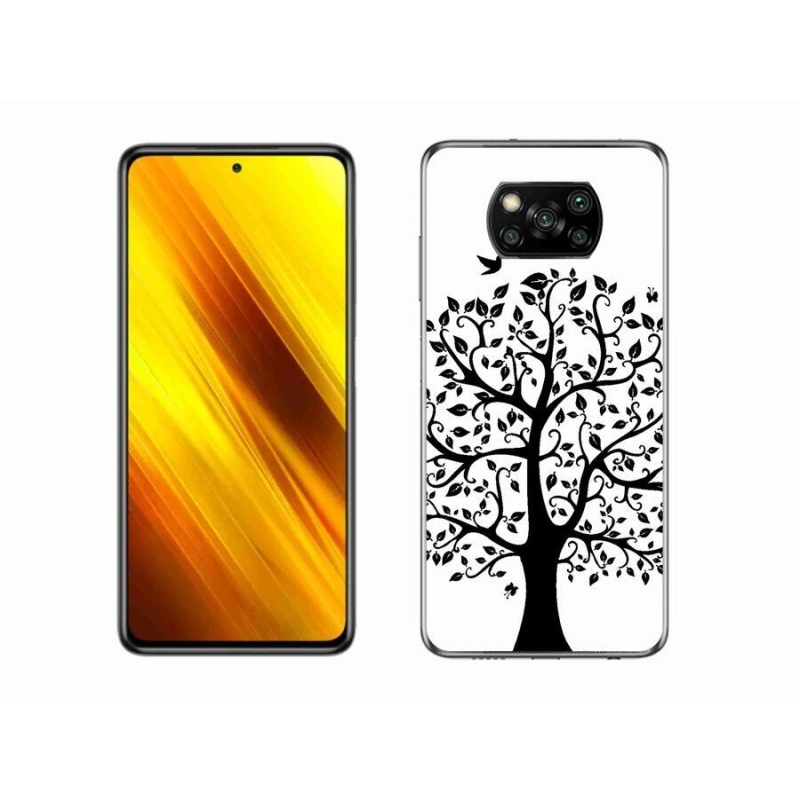 Gél borítás mmCase a Xiaomi Poco X3 Pro számára - fekete és fehér fa