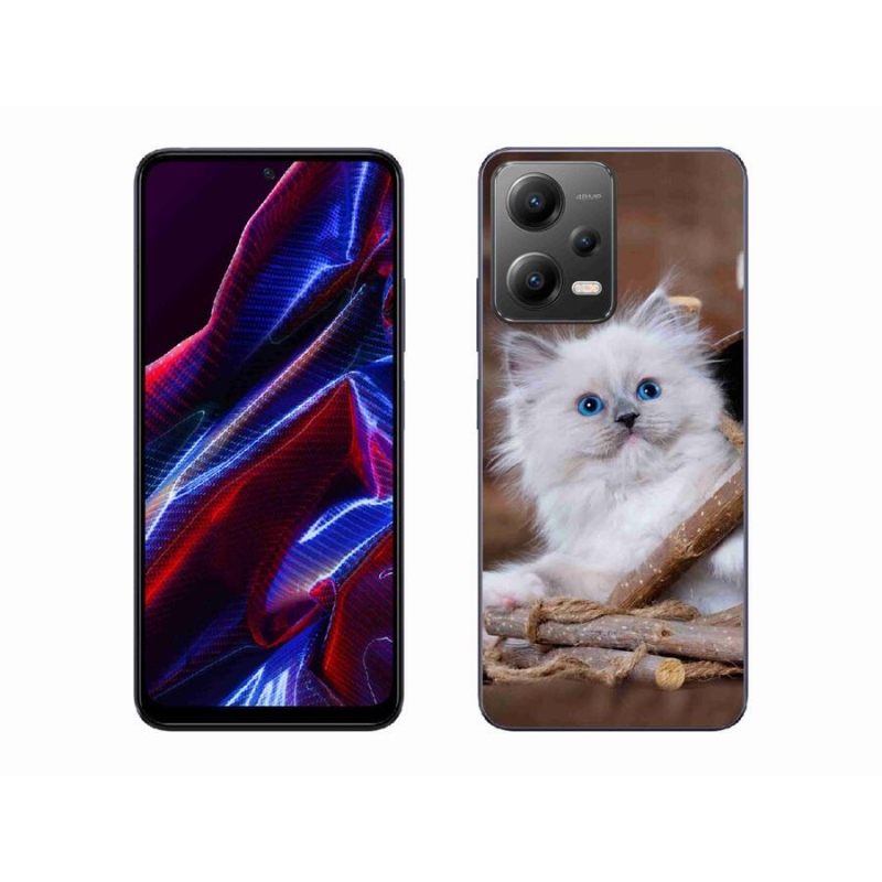 Gél borítás mmCase a Xiaomi Poco X5 5G-hez - fehér cica