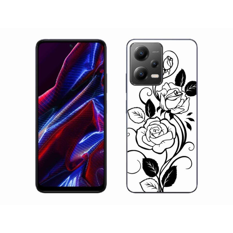 Gél borítás mmCase a Xiaomi Poco X5 5G számára - fekete és fehér rózsa