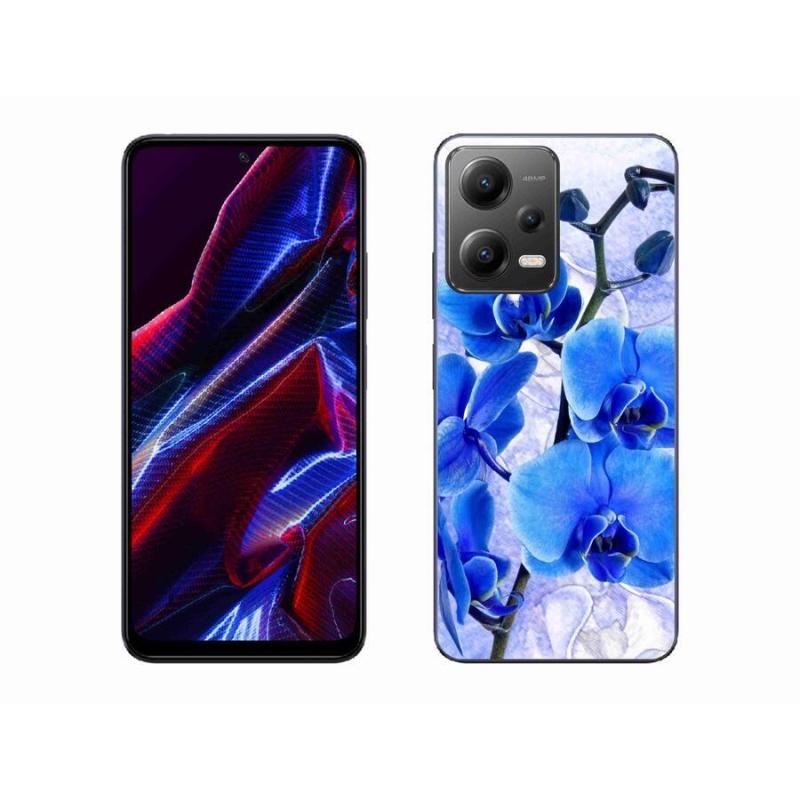 Gél borító mmCase a Xiaomi Poco X5 5G számára - kék virágok