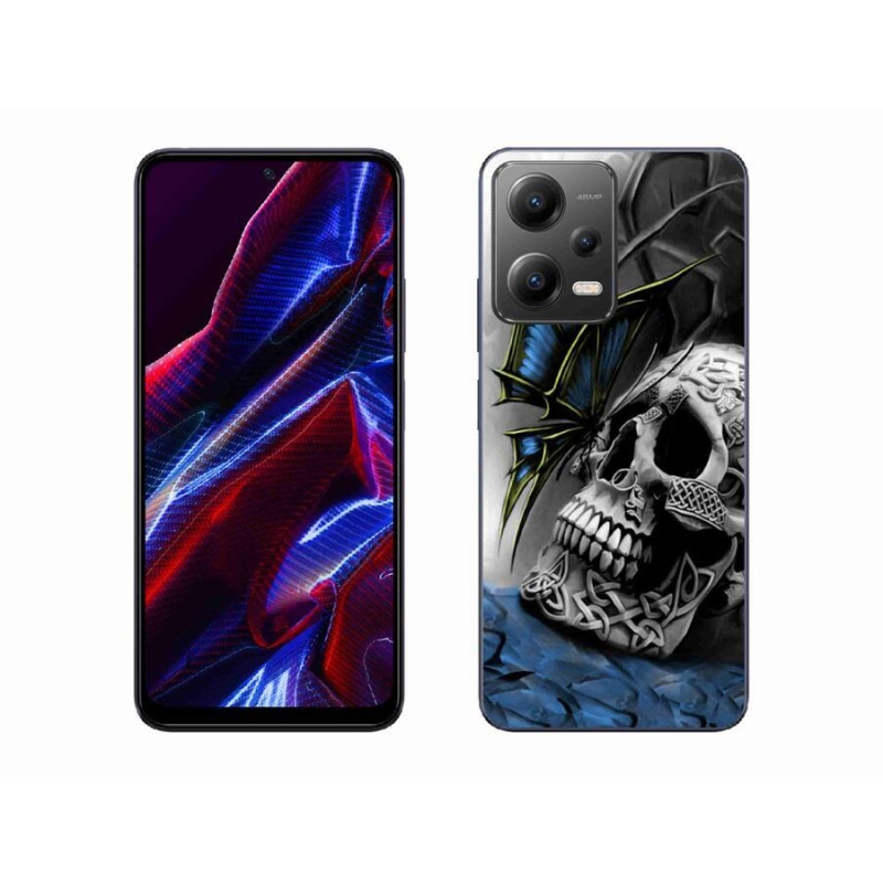 Gél borítás mmCase a Xiaomi Poco X5 5G számára - pillangó és koponya