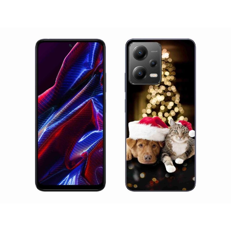 Gél borító mmCase a Xiaomi Poco X5 5G-hez - Karácsonyi kutya és macska