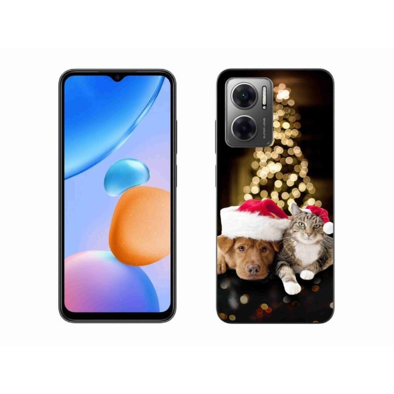Gél borító mmCase a Xiaomi Redmi 10 5G-hez - Karácsonyi kutya és macska