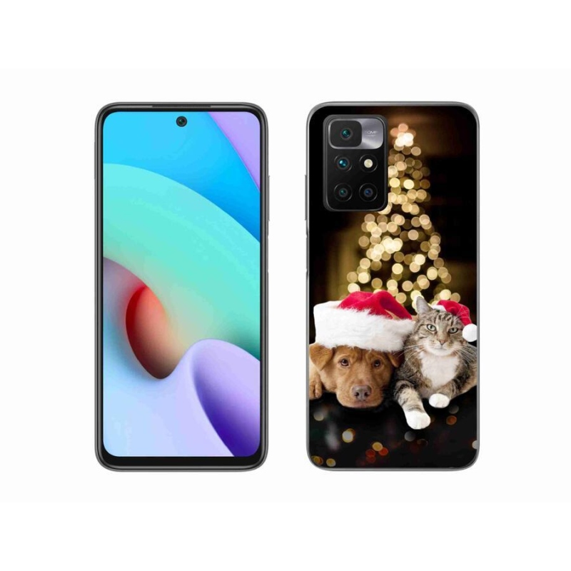 Gél borítás mmCase a Xiaomi Redmi 10/Redmi 10 (2022) - Karácsonyi kutya és macska