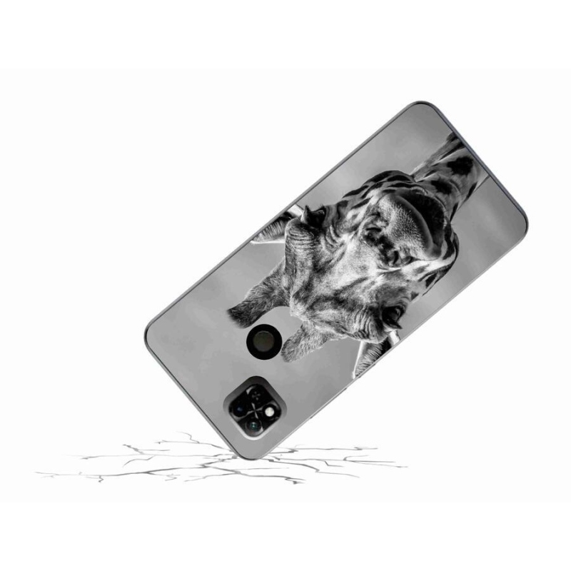 Gél borítás mmCase a Xiaomi Redmi 10A számára - fekete és fehér zsiráf
