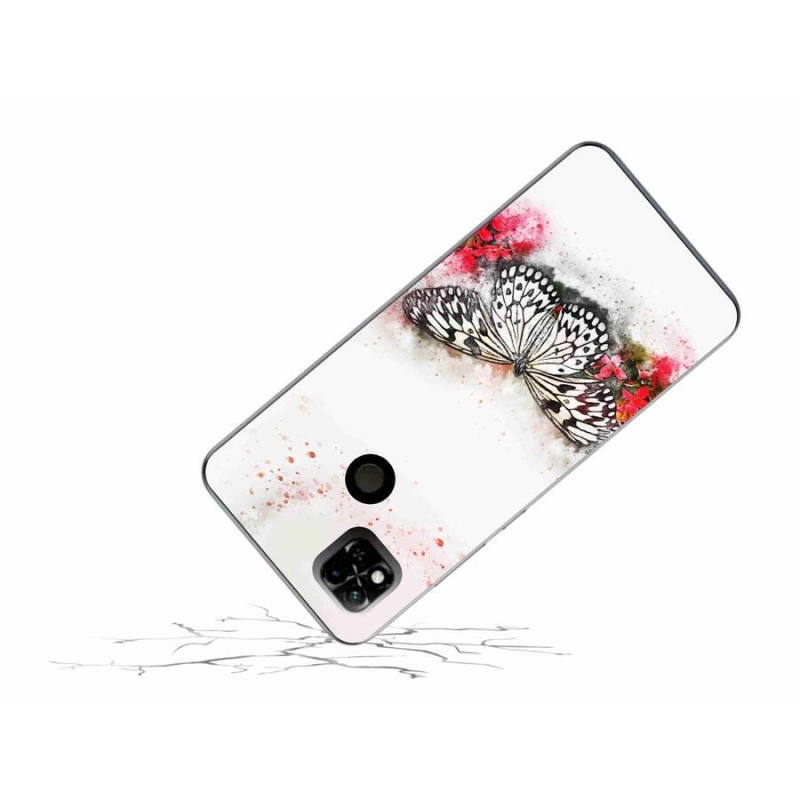 Gél borítás mmCase a Xiaomi Redmi 10A számára - fekete és fehér pillangó
