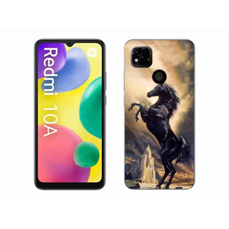 Gél borítás mmCase a Xiaomi Redmi 10A számára - fekete rajzfilm ló