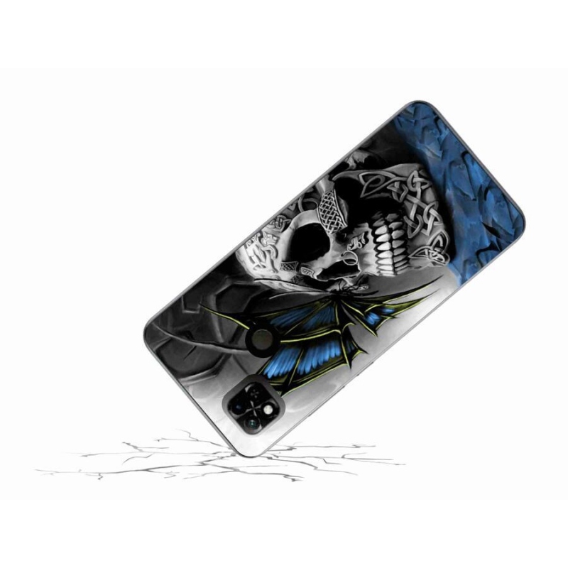Gél borítás mmCase a Xiaomi Redmi 10A számára - pillangó és koponya