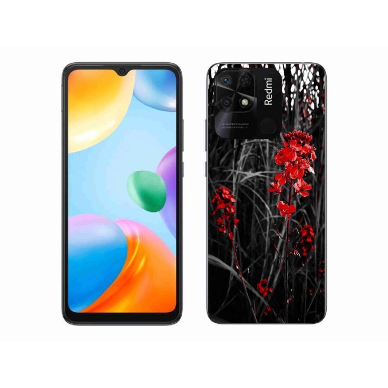 Gél borítás mmCase a Xiaomi Redmi 10C-hez - piros növény