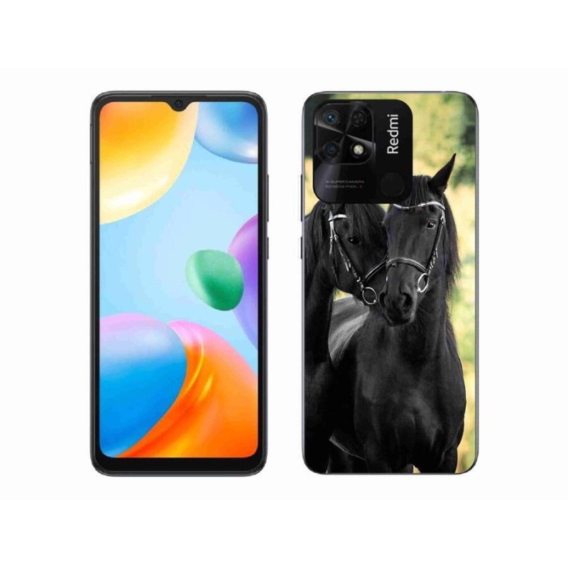 Gél borító mmCase a Xiaomi Redmi 10C-hez - két fekete ló
