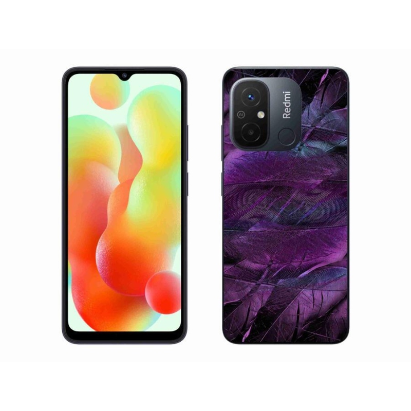 Gél borítás mmCase a Xiaomi Redmi 12C-hez - lila tollak