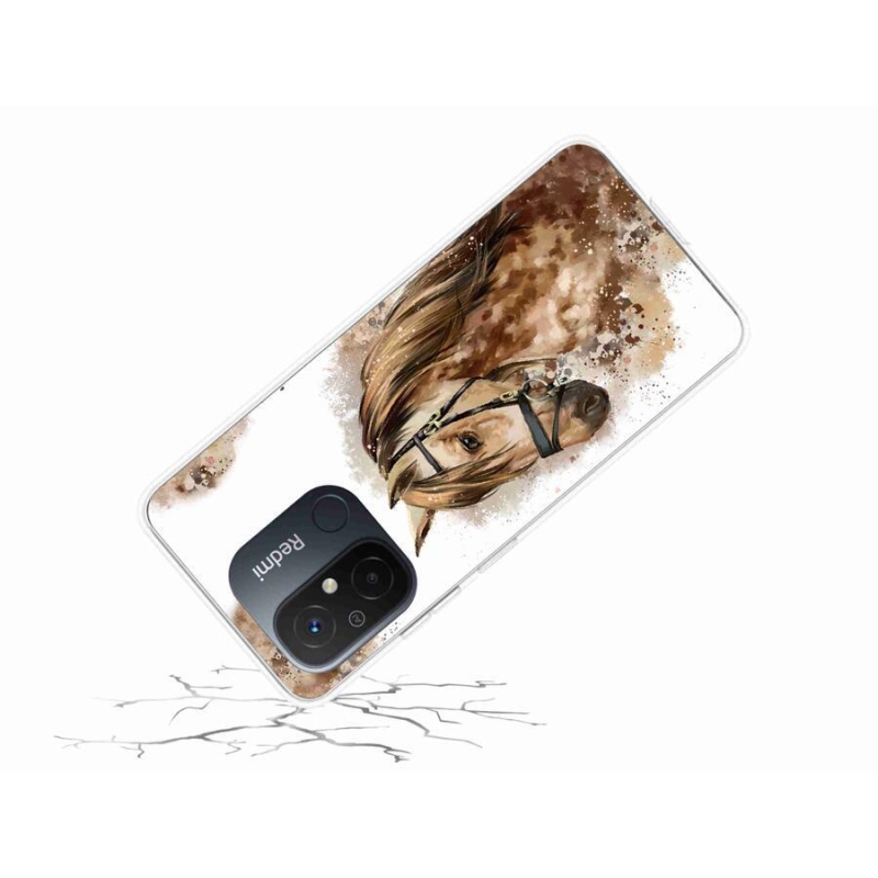 Gél borítás mmCase a Xiaomi Redmi 12C-hez - barna rajzfilm ló