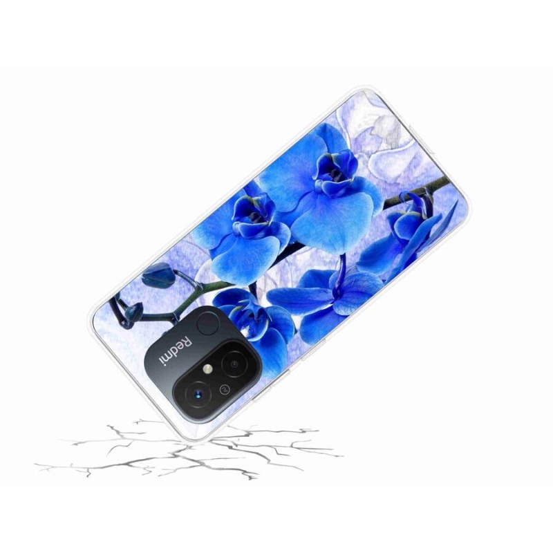 Gél borítás mmCase a Xiaomi Redmi 12C-hez - kék virágok