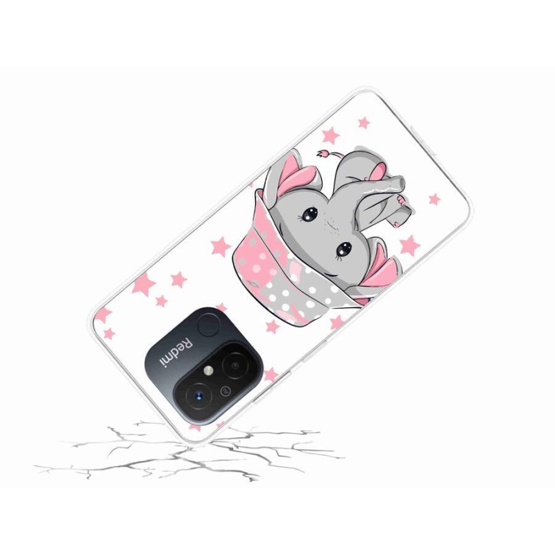 Gél borítás mmCase a Xiaomi Redmi 12C-hez - rózsaszín elefánt