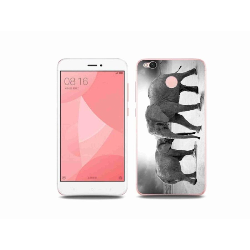 Gél borító mmCase a Xiaomi Redmi 4X-hez - fekete és fehér elefántok
