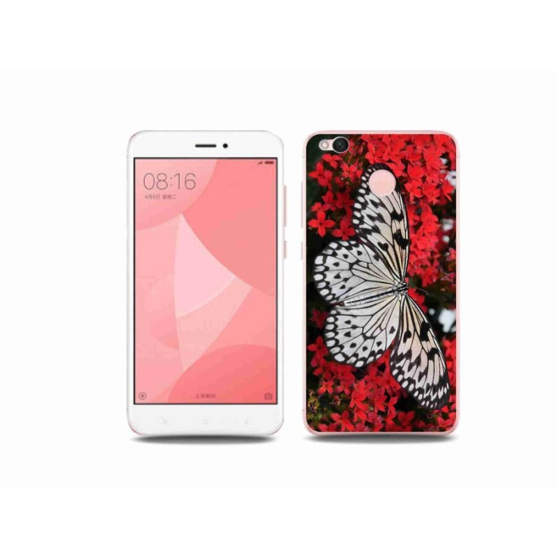 Gél borítás mmCase a Xiaomi Redmi 4X-hez - fekete és fehér pillangó 1