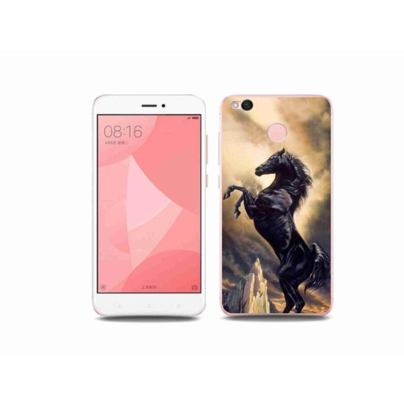 Gél borítás mmCase a Xiaomi Redmi 4X-hez - fekete rajzfilm ló