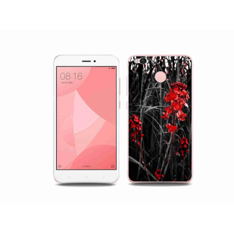 Gél borítás mmCase a Xiaomi Redmi 4X-hez - piros növény