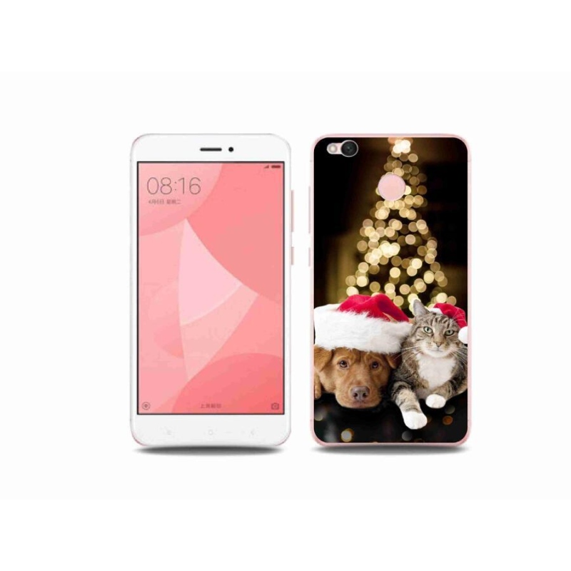 Gél borító mmCase a Xiaomi Redmi 4X-hez - Karácsonyi kutya és macska