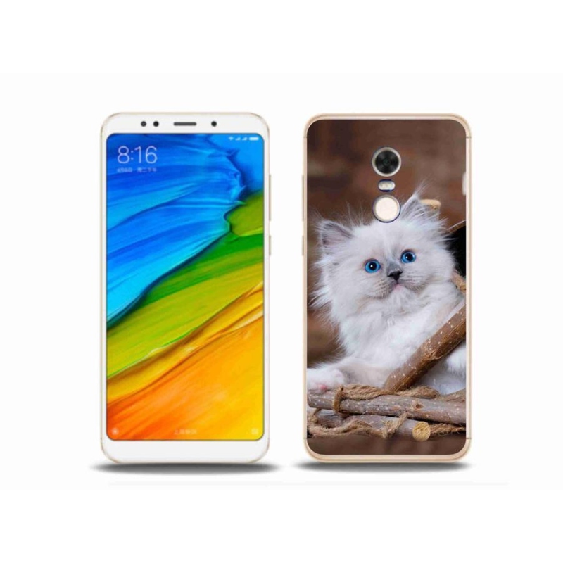Gél borítás mmCase a Xiaomi Redmi 5 Plus számára - fehér cica