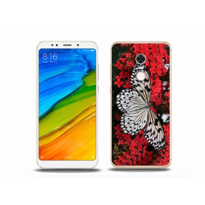 Gél borítás mmCase a Xiaomi Redmi 5 Plus-hoz - fekete és fehér pillangó 1