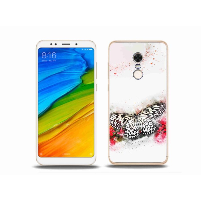Gél borítás mmCase a Xiaomi Redmi 5 Plus számára - fekete és fehér pillangó