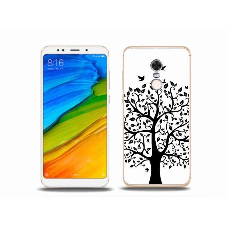 Gél borítás mmCase a Xiaomi Redmi 5 Plus számára - fekete és fehér fa