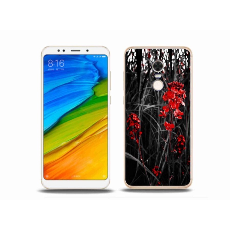 Gél borítás mmCase a Xiaomi Redmi 5 Plus számára - piros növény