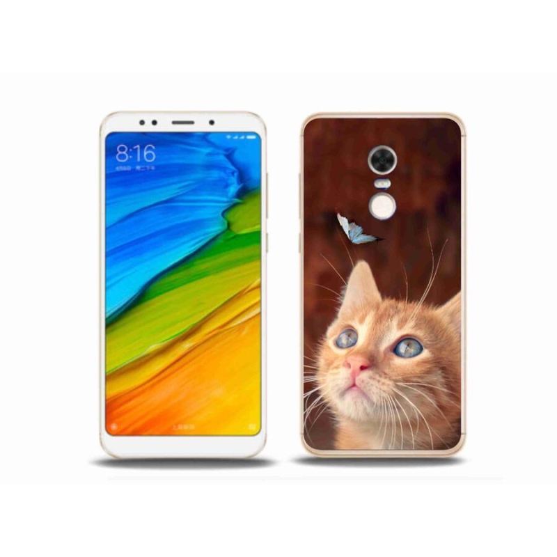 Gél borítás mmCase a Xiaomi Redmi 5 Plus számára - pillangó és cica