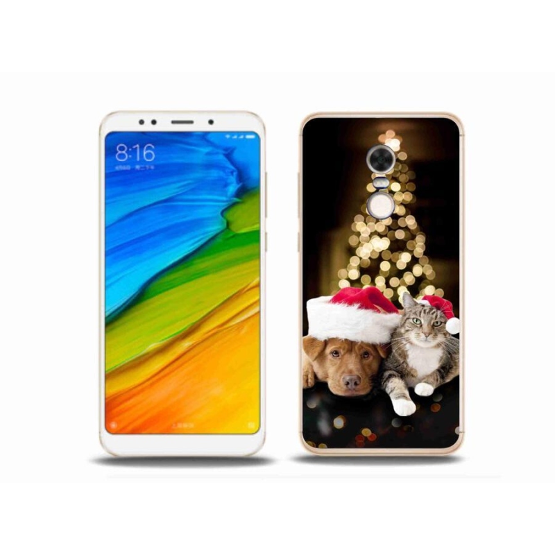Gél borítás mmCase a Xiaomi Redmi 5 Plus számára - Karácsonyi kutya és macska
