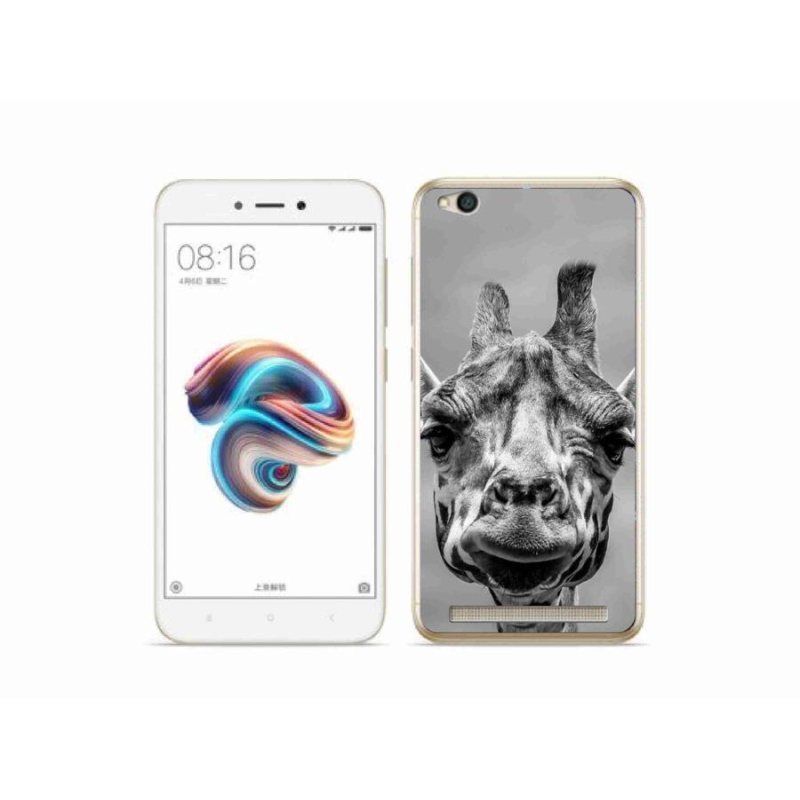 Gél borítás mmCase a Xiaomi Redmi 5A számára - fekete és fehér zsiráf
