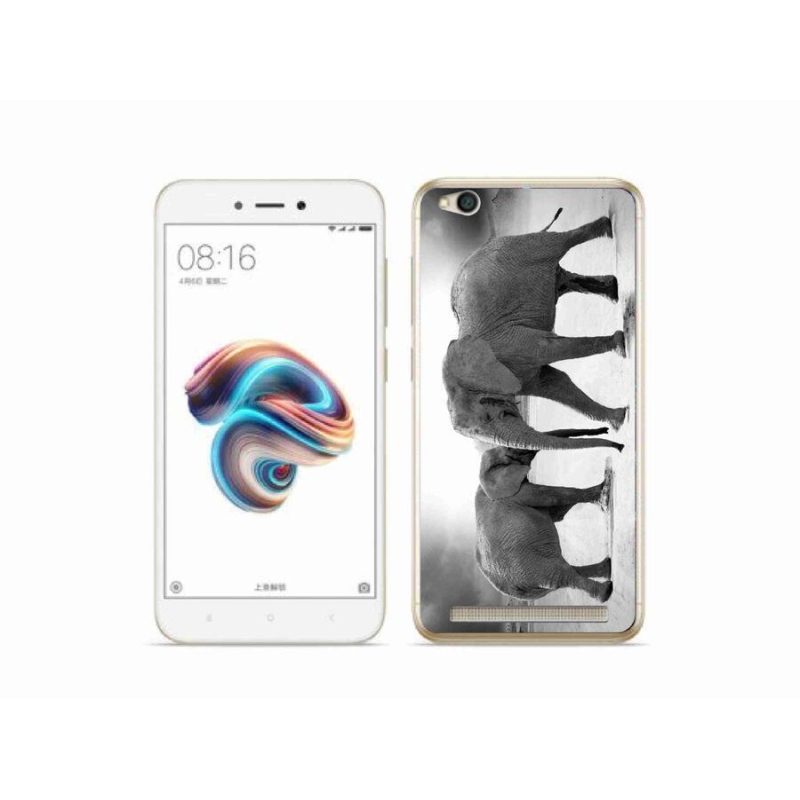 Gél borítás mmCase a Xiaomi Redmi 5A számára - fekete és fehér elefántok