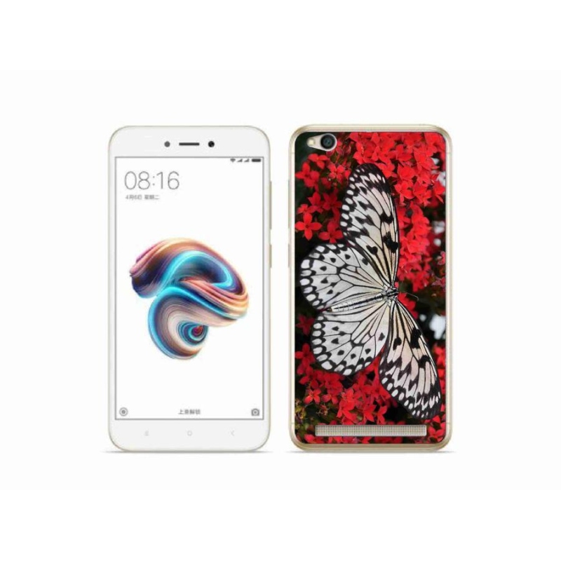 Gél borítás mmCase a Xiaomi Redmi 5A számára - fekete és fehér pillangó 1
