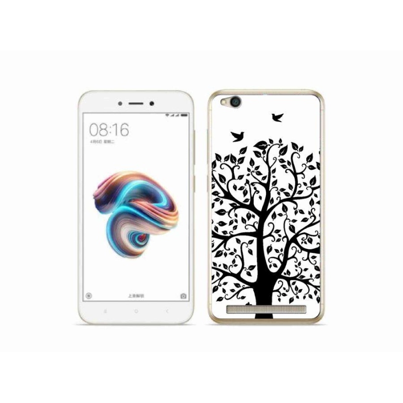 Gél borítás mmCase a Xiaomi Redmi 5A számára - fekete és fehér fa