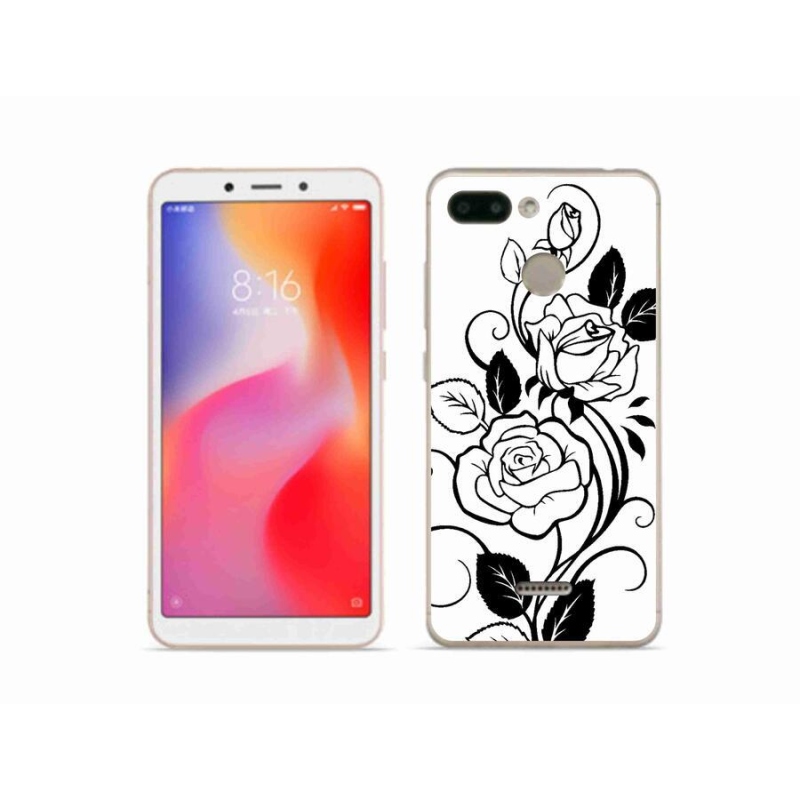 Gél borítás mmCase a Xiaomi Redmi 6-hoz - fekete és fehér rózsa