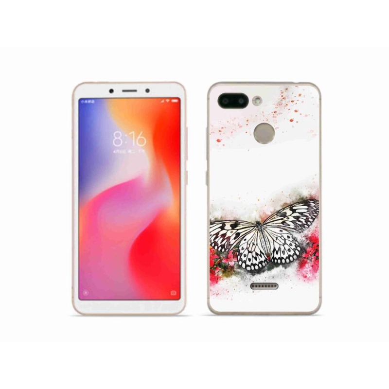 Gél borítás mmCase a Xiaomi Redmi 6-hoz - fekete és fehér pillangó