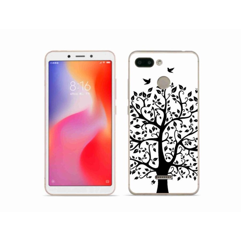 Gél borítás mmCase a Xiaomi Redmi 6 számára - fekete és fehér fa