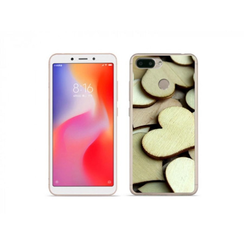 Gél borítás mmCase a Xiaomi Redmi 6 számára - fából készült szívek