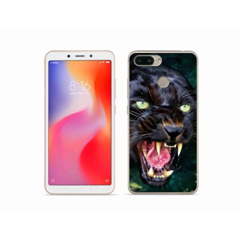 Gél borítás mmCase a Xiaomi Redmi 6 számára - dühös fekete párduc