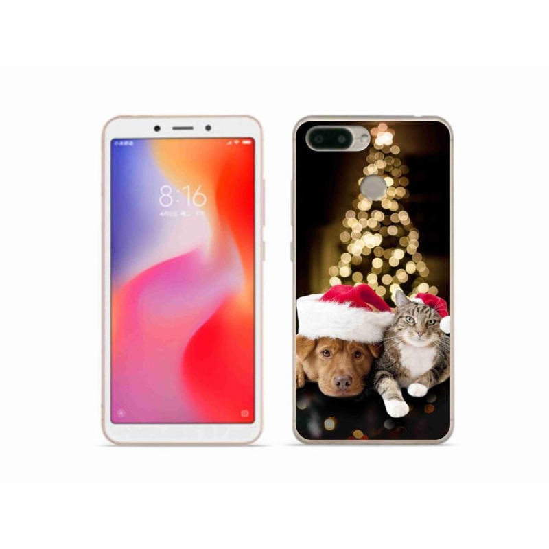 Gél borítás mmCase a Xiaomi Redmi 6 számára - Karácsonyi kutya és macska