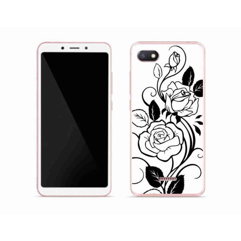 Gél borítás mmCase a Xiaomi Redmi 6A számára - fekete és fehér rózsa