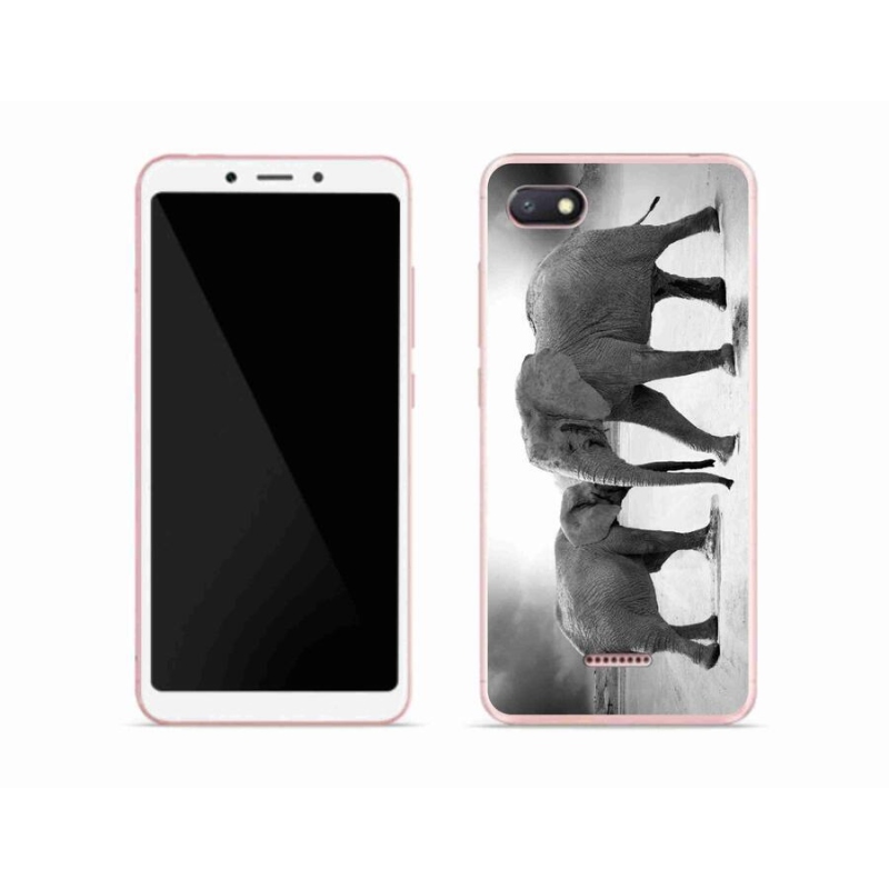 Gél borítás mmCase a Xiaomi Redmi 6A számára - fekete és fehér elefántok